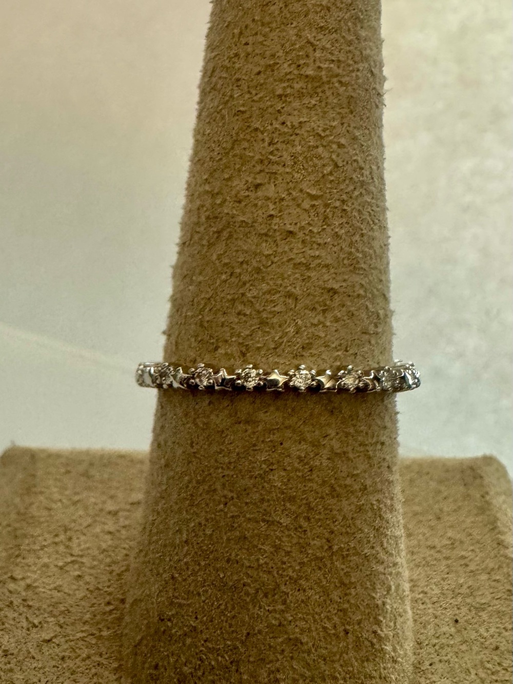 Delicate Silver Moissanite Eternity Ring - Silver